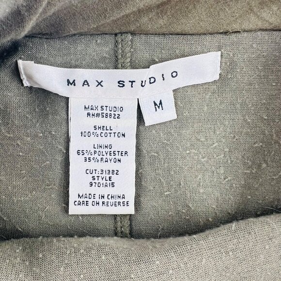 Max Studio A-Line Cotton Skirt size Medium Army Green Stretch Pull On - Picture 3 of 5